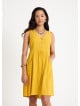 V Neck Button Detail Sleeveless Yellow Casual Dress 4578